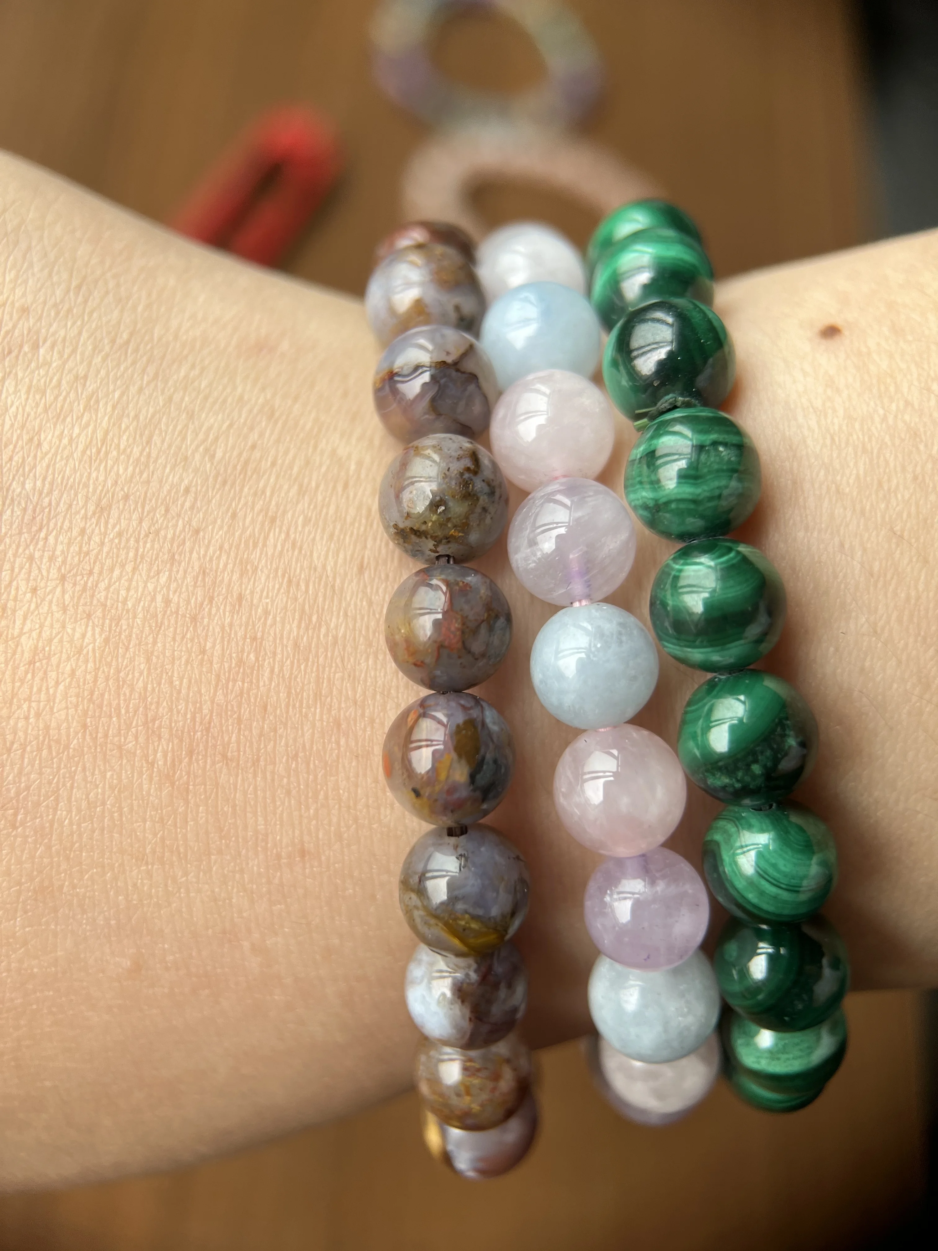 8/10Mm Naturale Malachite Morganite Peter Stone Perline Rotonde Per Fare Bracciali Charms Gioielli 7.5''