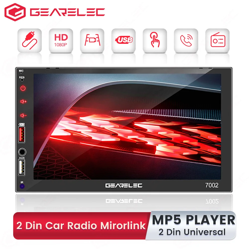 Autoradio Universale 2 Din Stereo 7002 Autoradio Lettore Multimediale 2Din Touch Screen Auto Audio Car Stereo Ricevitore Fm Bluetooth
