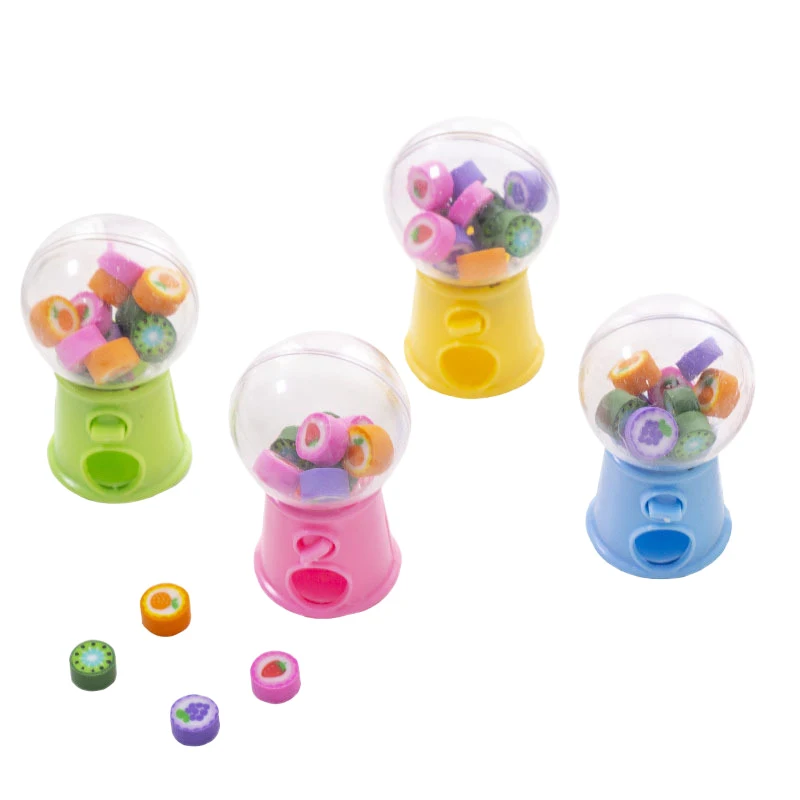 Creative Mini Fruit Gashapon Eraser Machine Eraser Dispenser Kids Stationary School Supplies Promozione Regalo Per Bambini