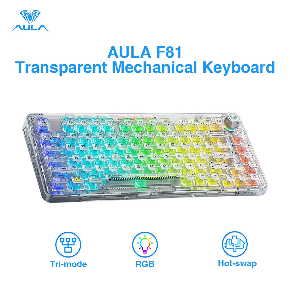 Tastiera Meccanica Wireless Bluetooth Aula F81 Hot Swap Tasti Trasparenti Tastiera Da Gioco Personalizzata Retroilluminata Rgb Per Windows/Mac