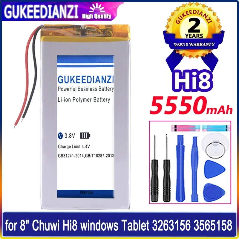 Gukeedianzi Batteria 5550Mah Hi8 (2 Linee) Per 8 "Chuwi Hi8 Per Windows Tablet 3263156 3565158 Batterie