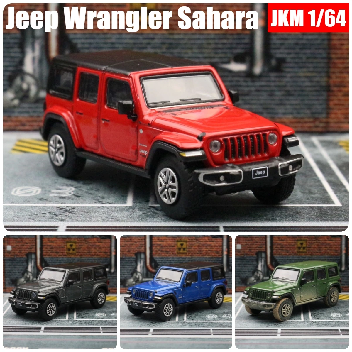 1:64 Jeep Wrangler Sahara Rubicon Miniature 1/64 Jkm Toy Car Model Suv Sport Vehicle Free Wheels Diecast Metal Collection Gift