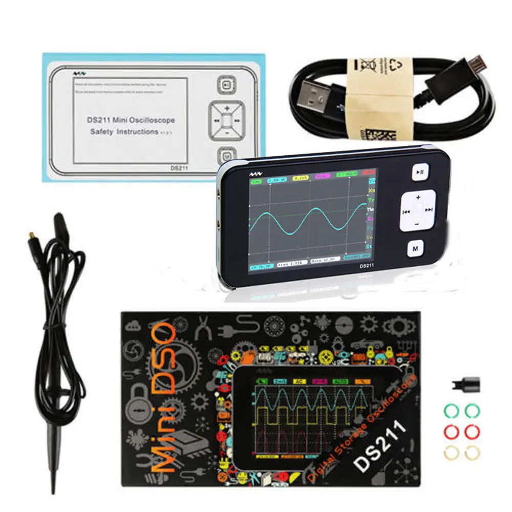 Ds211 Oscilloscopio Digitale Tascabile Arm Nano Mini Stm32 Multimetro Portatile Oszilloskop Con Sonda Mcx Oscilloscopio Dso211