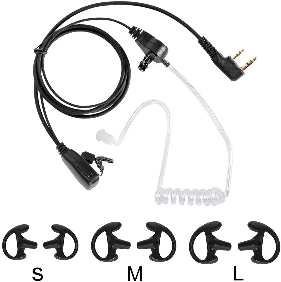 Cuffie Acustiche Ad Aria Nascosta Con Ptt Per Walkie-Talkie Tipo K A 2 Pin, Retevis Kenwood Baofeng (1 Confezione, Set Full-Size)