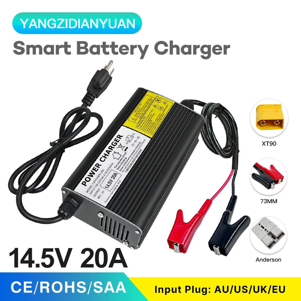 Caricabatteria Al Piombo Rapido Intelligente 14.5V 20A 1S Completamente Automatico Per Custodia In Alluminio E-Bike E-Scooter 12V Con Ventole E Tappo 