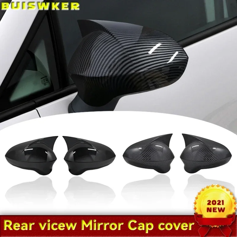 2 Pieces High Quality Abs Plastic Bat Style Mirror Covers Caps Rearview Mirror Piano Black For Seat Ibiza Cupra 2009-2017