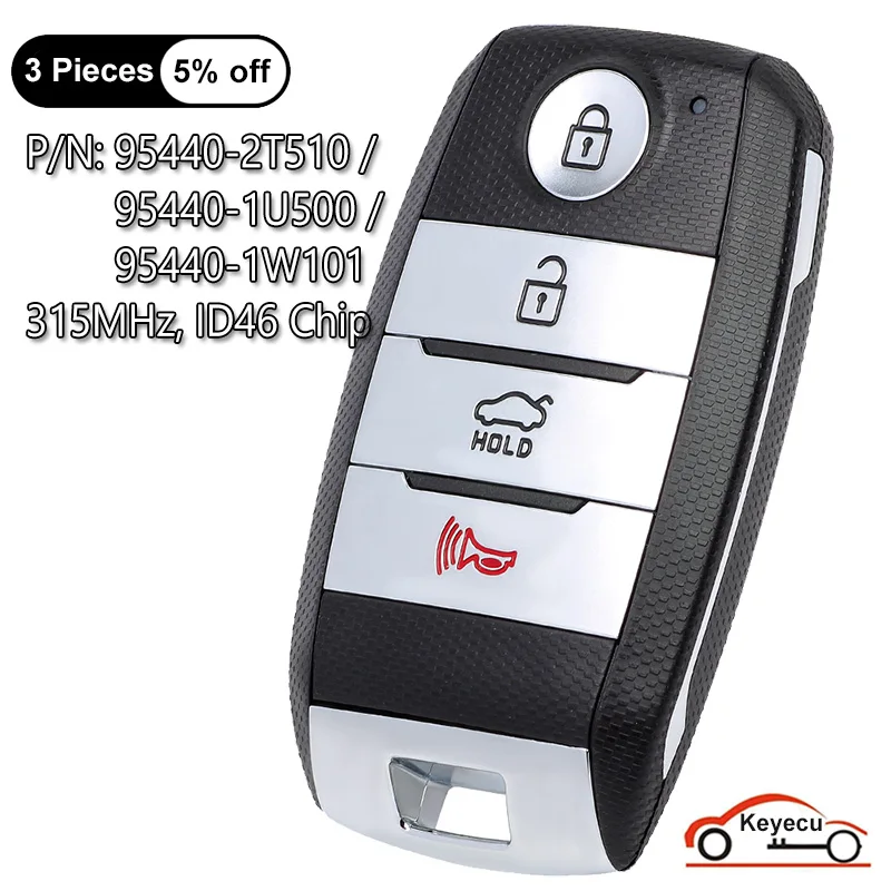 Keyecu 4 Pulsanti 315Mhz Id46 Per Kia Optima Rio 2014-2017 Auto Smart Remote Control Key Fob Muslimatexmuslimah