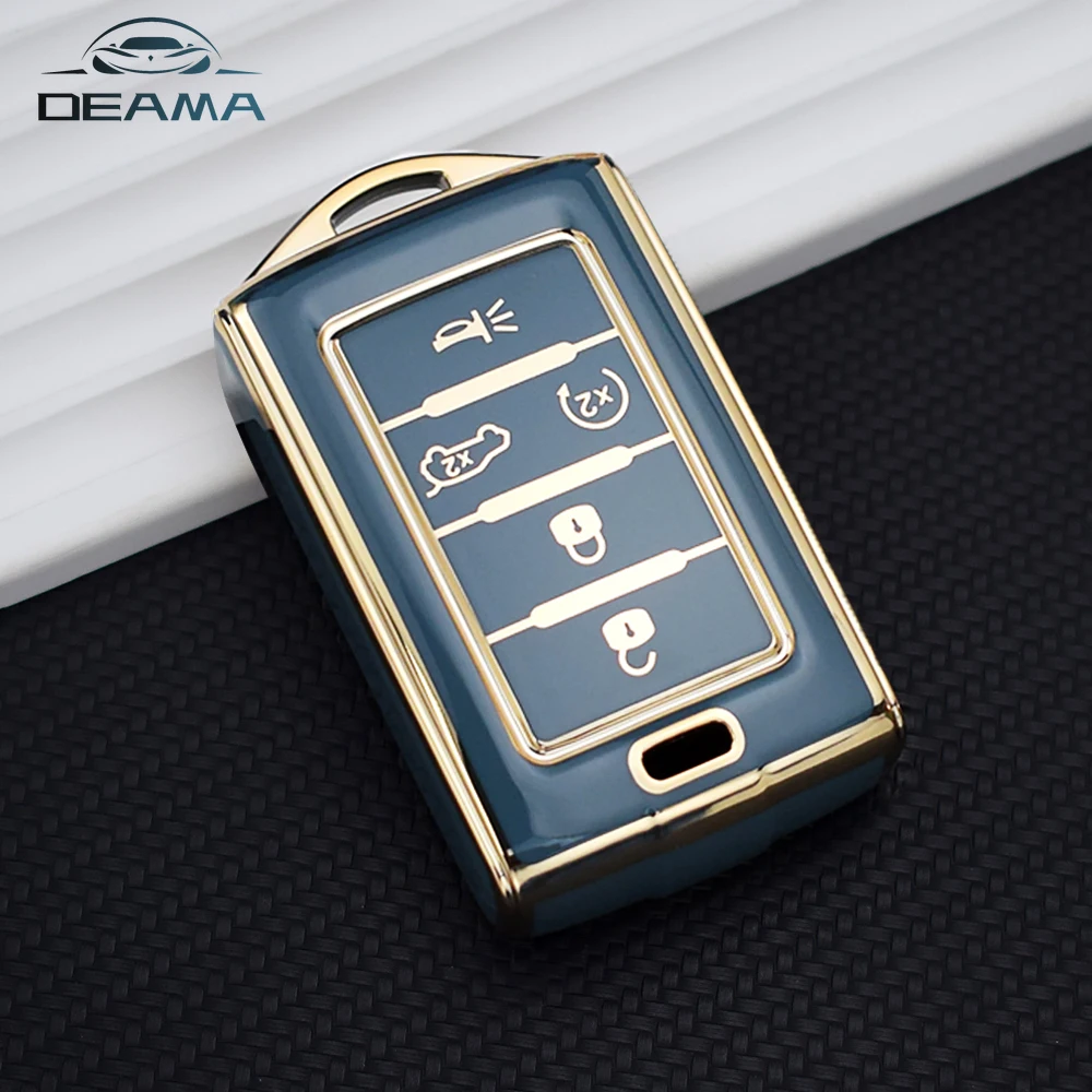 Tpu Car Key Case Per Jeep Chrysler Grand Cherokee Wagoneer 2021 2022 Smart Remote 5 Bottons Key Shell Fob Cover Accessori