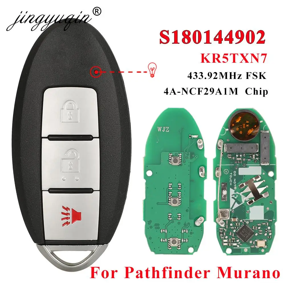 Jingyuqin Smart Car Key Fob 433Mhz 4A Per Nissan Murano Pathfinder 2019 2020 Kr5Txn7 Telecomando 99Uf1A