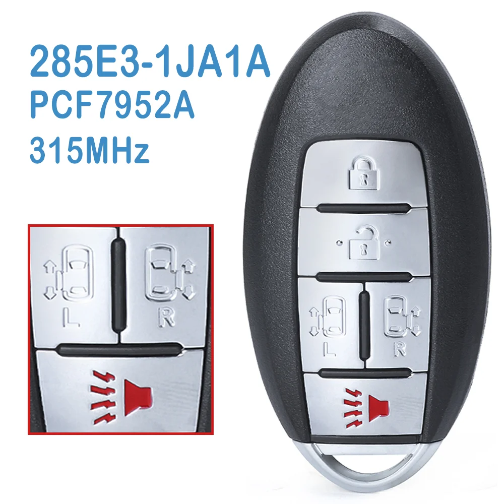 Muslimauto Smart Remote 315Mhz Pcf7952A Chip 4 + 1B Sostituisci Smart Car Key Per Nissan Quest 2011 +