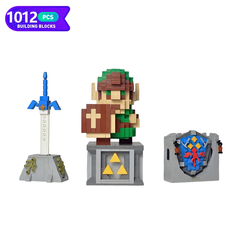 Moc Game Zeldaed Link Master Sword Hylian Shield Brick Assembly Model Game Series Arma Character Brick Toy Regalo Di Festa