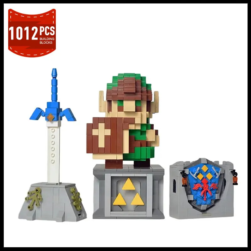 Moc Game Zeldaed Link Master Sword Hylian Shield Brick Assembly Model Game Series Arma Character Brick Toy Regalo Di Festa