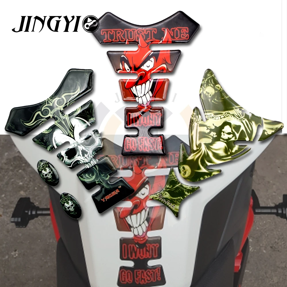 3D Moto Decal Tank Pad Protector Skull Racing Car Sticker Per Yamaha Xmax 125 R1 Tdm 850 Mt 09 Tracer Xmax 300 Accessori