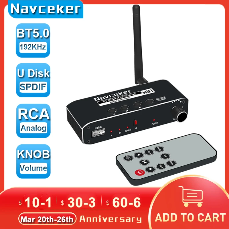 2024 Best Dac Convertitore Audio Digitale-Analogico Ricevitore Bluetooth Toslink Ottico Disco Usb A Adattatore Stereo Jack Rca Da 3.5Mm