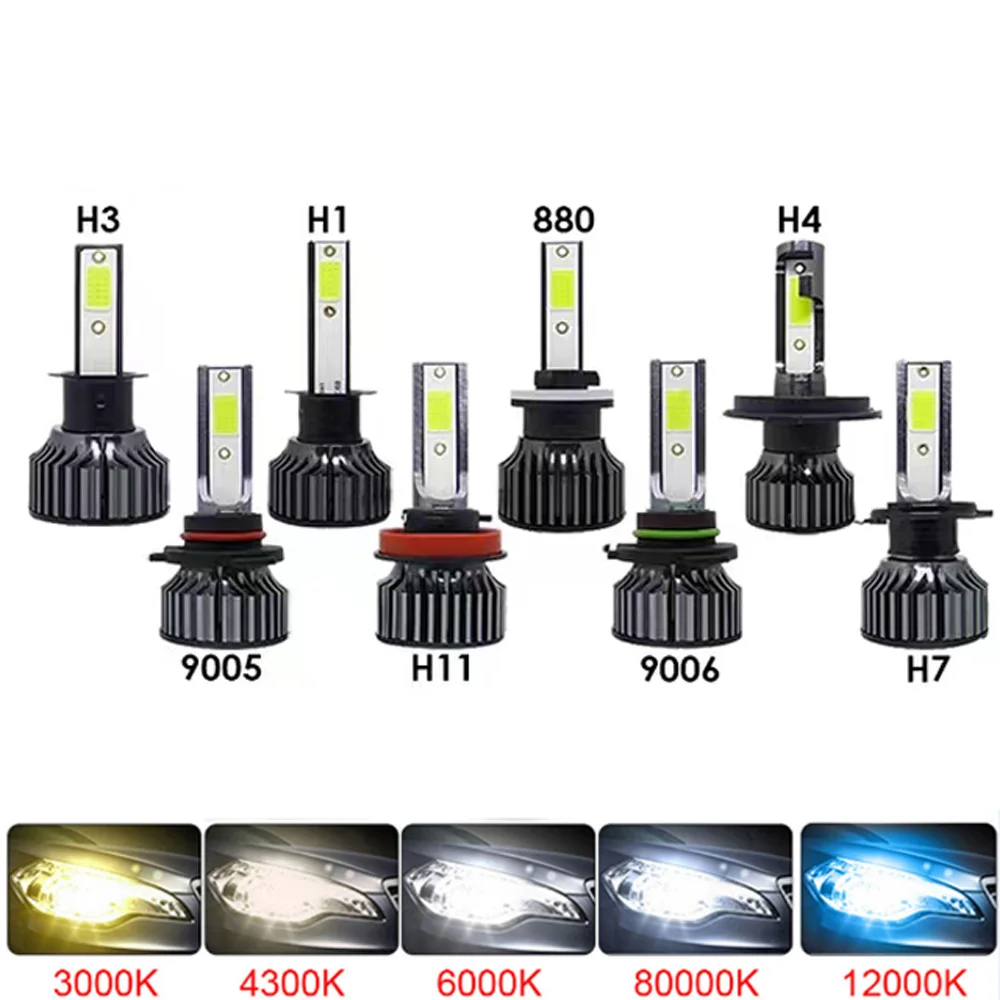 2Pcs H4 H11 H7 Led Headlight For Car Light Bulb H1 H3 H8 H9 880 881 905 9006 Hb3 6000K 3000K Ice Blue Green 12V 24V Car Fog Lamp