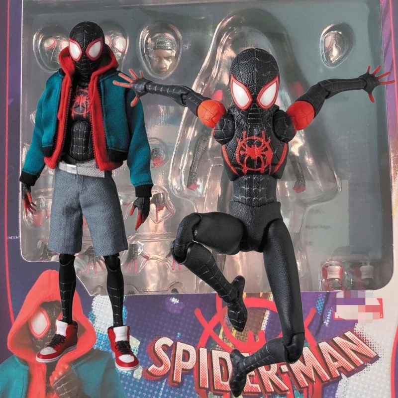 Anime Miles Morales Action Mobile Maf107 Spiderman Action Figure Universi Paralleli Figurine Collezione Pvc Figure Model Toys
