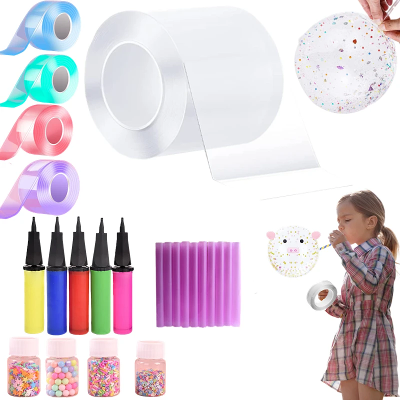 Nano Double Sided Tape For Kids Plastic Bubbles Balloon Kit Fai Da Te Double Sided Elastic Bubble Blowing Tape Bomboniere Regalo