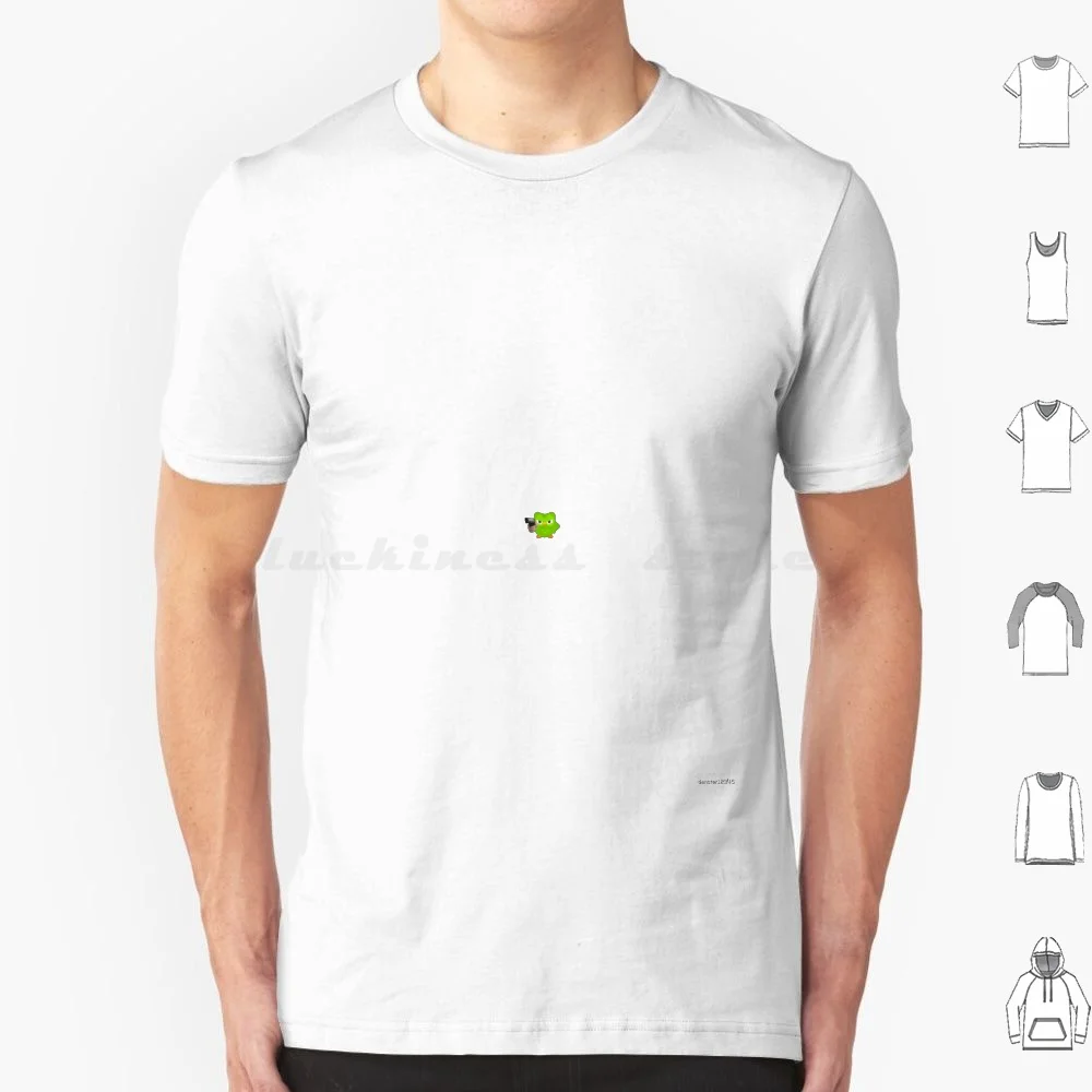 Duolingo Is Angry T Shirt 6Xl Cotton Cool Tee Duolingo Gun Bird Holding Gun Language Evil Duolingo Bird Evil Meme