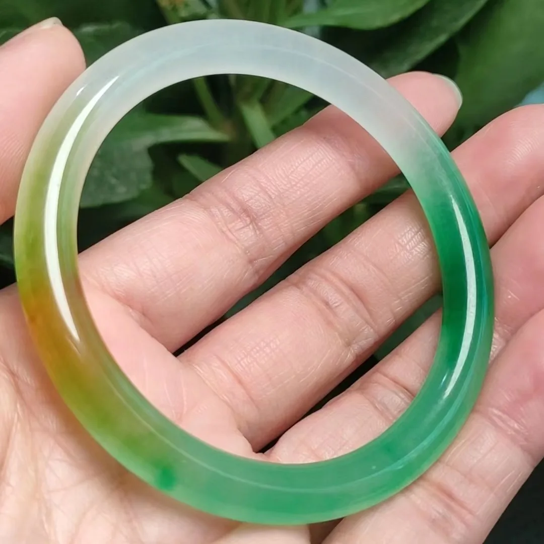 8Mm Green Jade Bangle Women Healing Gemstone Fine Jewelry Genuine Myanmar Giadeite Tricolore Burma Jade Bangles Bracciali Rotondi