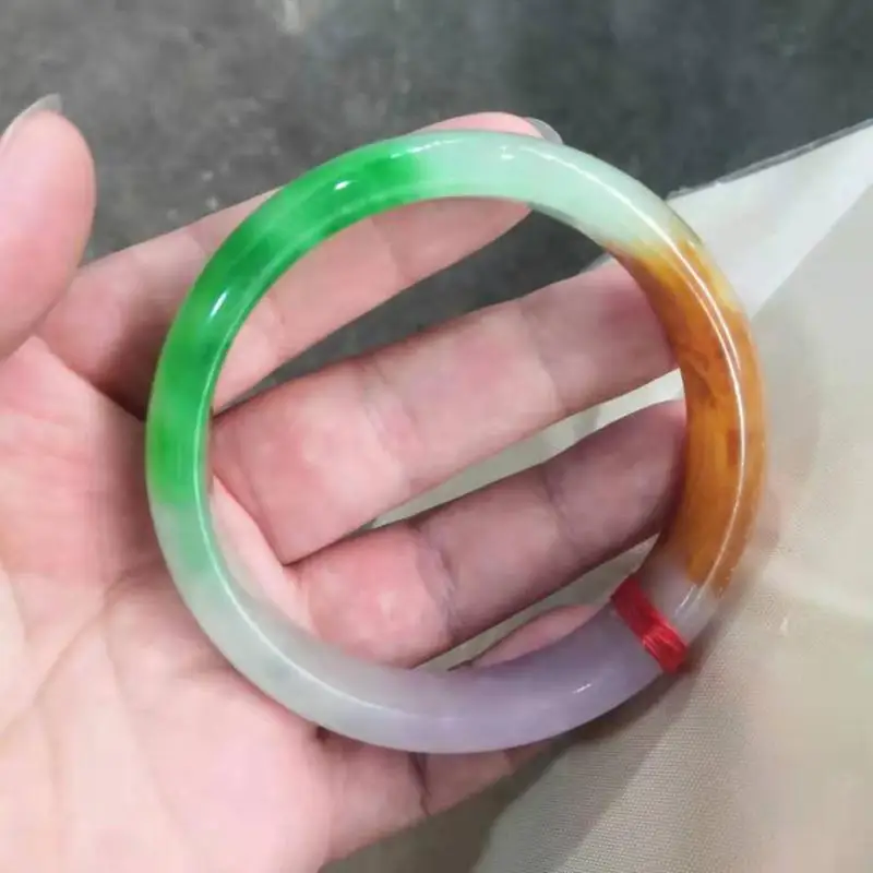 Donne Grade A Jade Bangle Genuine Myanmar Giadeite Con Certificato Viola Verde Giallo Tricolore Burma Jades Braccialetti Bracciali