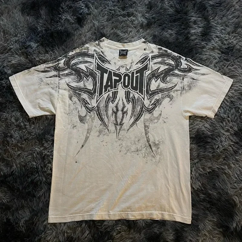 Streetwear Tapout T Shirt Y2K Mens Hip Hop Letter Graphic Print Maglietta Oversize Harajuku Girocollo In Cotone Manica Corta Top