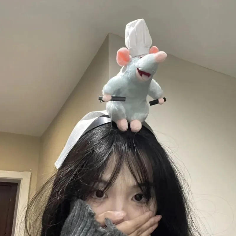 Ratatouille Remy Hair Band Kawaii Movie Figure Peluche Doll Wide Edge Bundle Hair Band Ornament Capelli Lunghi Accessorio Per Ragazza