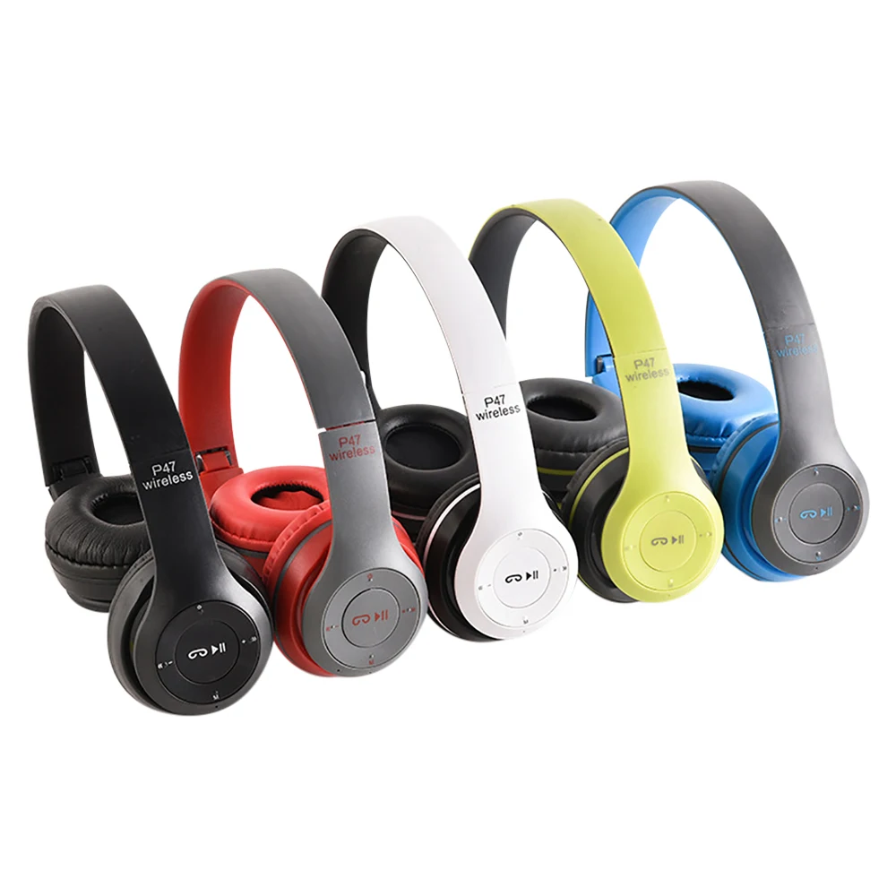 P47 Cuffie Bluetooth Wireless Montate Sulla Testa 5.0 Supporto Memory Tf Card Cuffie Portatili Per Iphone Samsung Huawei Xiaomi