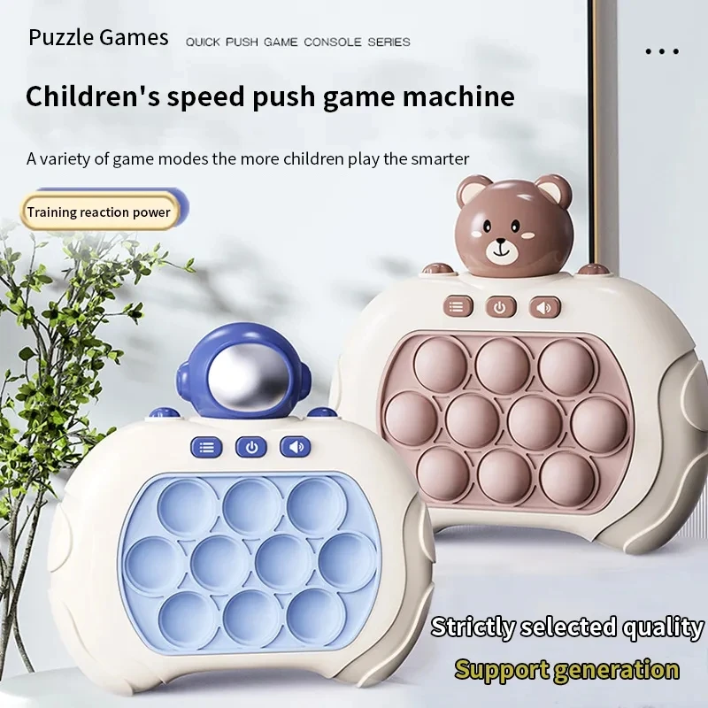 Pop Push Bubble Game Light Fidget Toy Con Sound Up Pro Anti-Stress Electronic Quick Push Game Per Kid Adult Relief Stress Gift