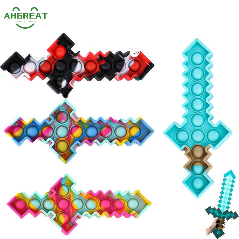 New Sword Pop Fidget Toys Push Bubble Puzzle Simple Dimple Squishy Decompressione Sensoriale Anti Stress Squeeze Toys For Kids