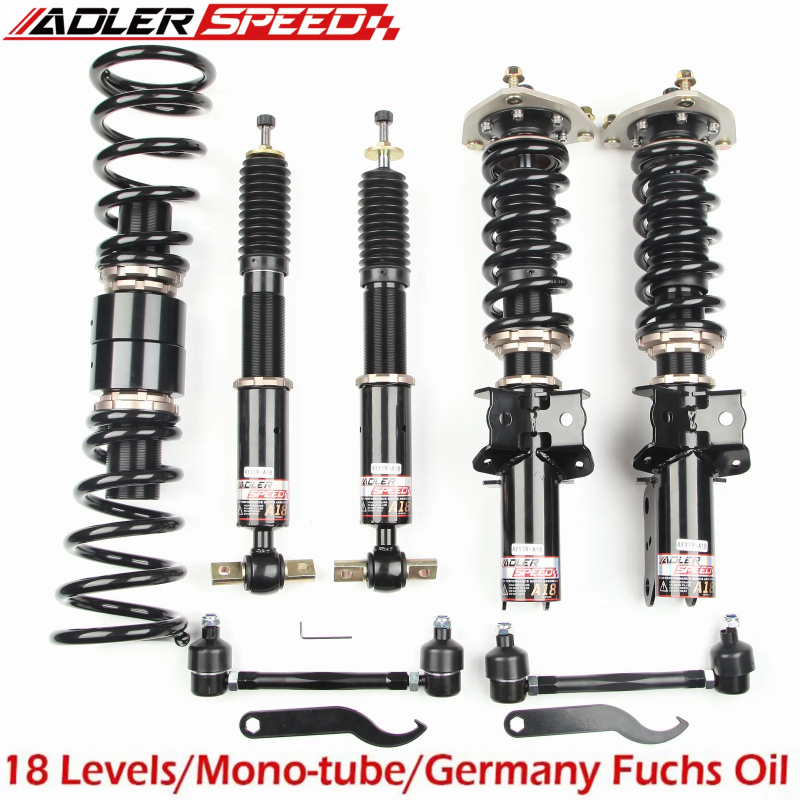 Kit Abbassamento Coilovers Street 18 Damper Adj. Per Mustang 15-21 Ecoboost Gt V6 V8