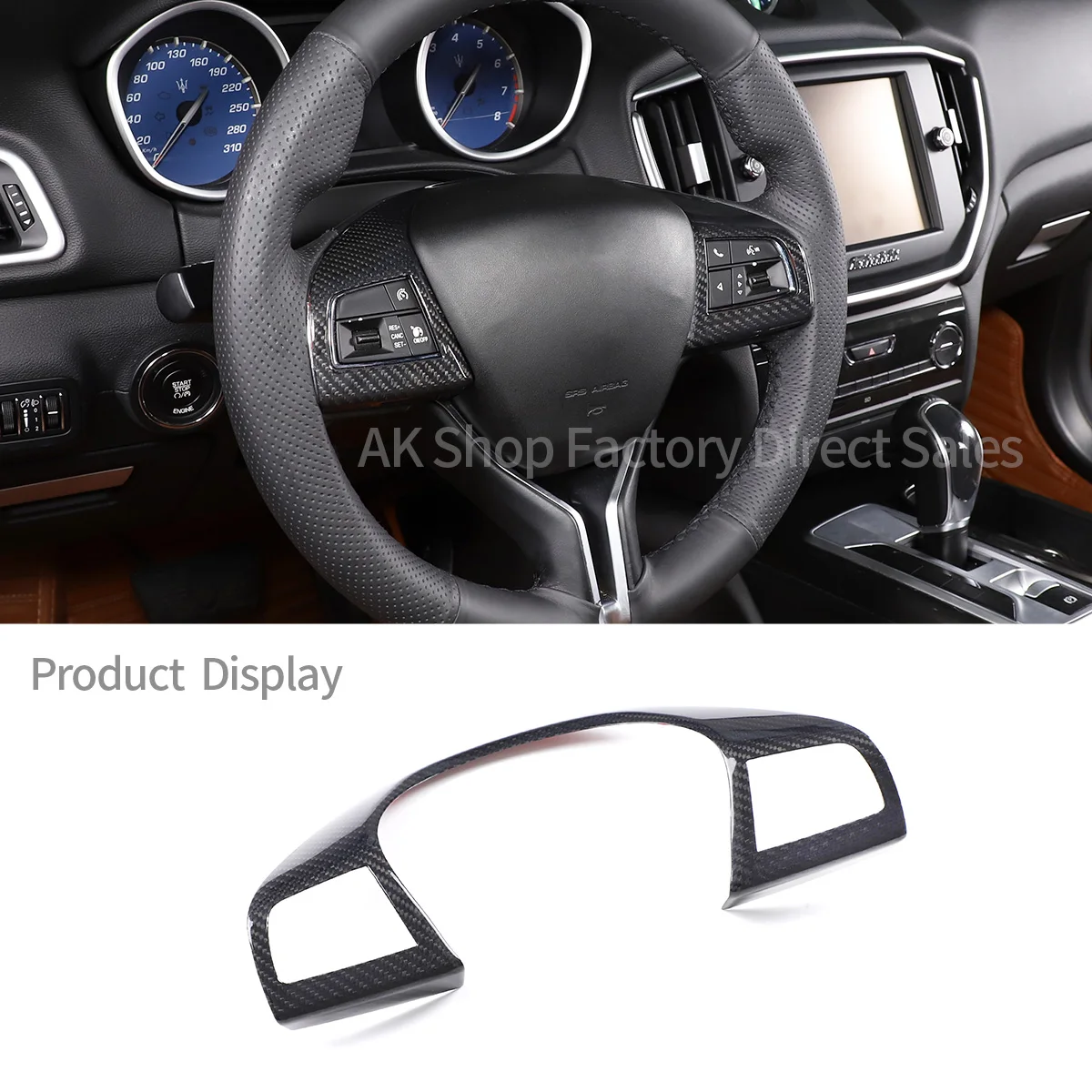 Per Maserati Levante 2016-21 Per Ghibli Quattroporte 14-21 Vera Fibra Di Carbonio Pannello Del Volante Dell'Auto Copertura Del Rivestimento Accessori 