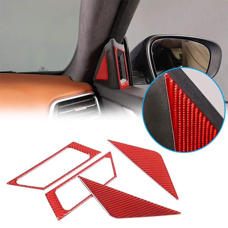 Per Maserati Ghibli Per Maserati Quattroporte 2014-2022 Soft Carbon Fiber Car A-Pillar Horn Decorazione Sticker Accessori