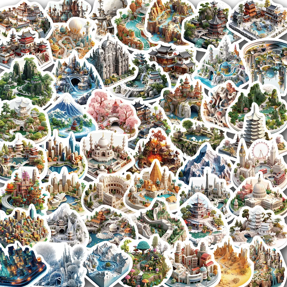 10/50Pcs 3D Small World Sticker Laptop Laptop Phone Valigia Chitarra Decorazione Sticker Bambini Giocattoli Classici