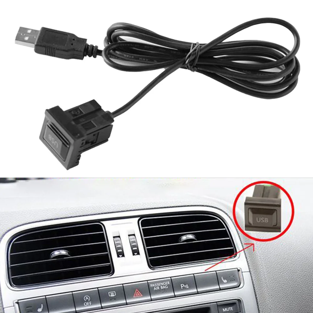 1 Pz Dash Flush Mount Aux Usb Port Panel Dual Usb Extension Adapter Cable Per Automotive Bike Marine Motor 3.3X2.3Cm Nero