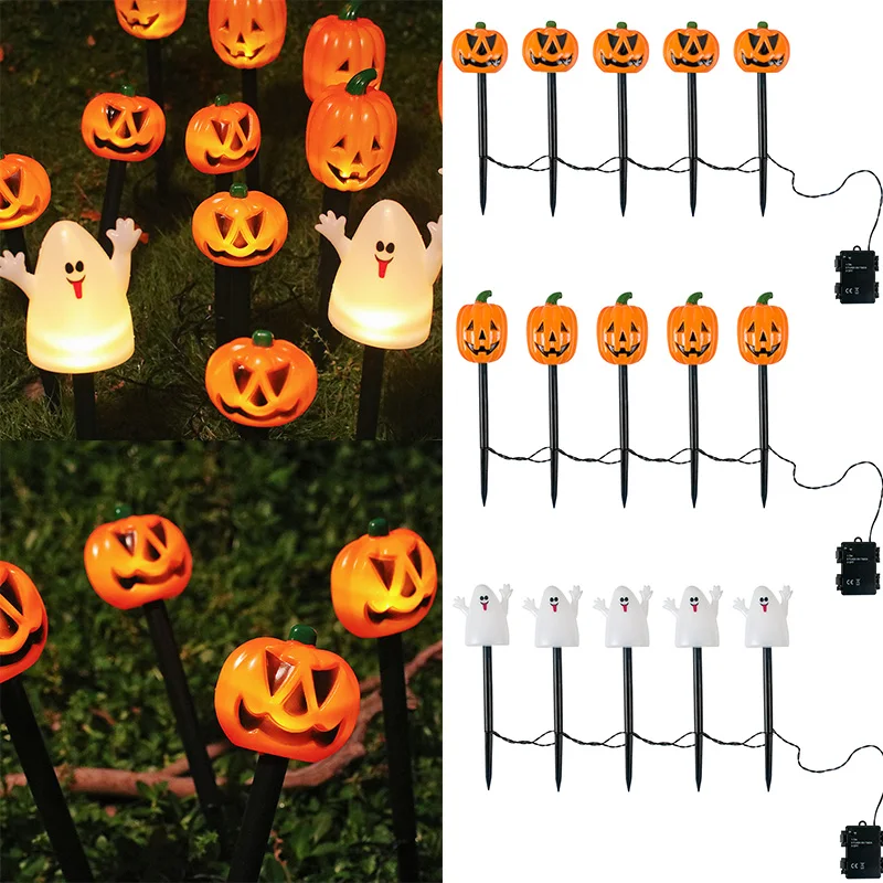 Halloween Led Paletto Lampada Halloween Party Garden Yard Pathway Light Pumpkin Ghost Skull Led Light Trick O Treat Home Decor 2023