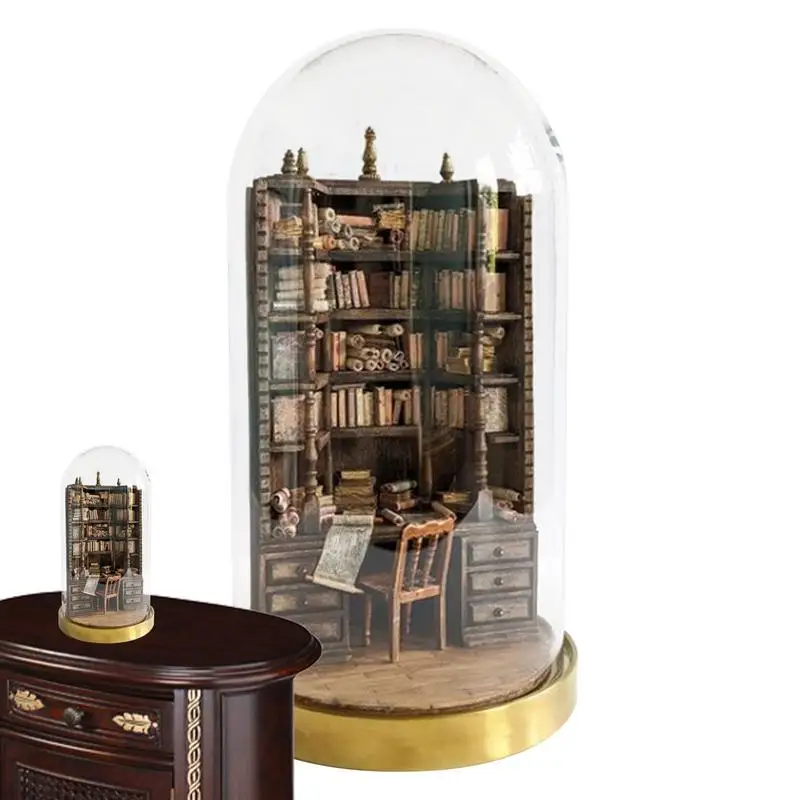 The Bay Library Miniature Bookshelf Ornament Creative Gothic Doll House Handmade Tiny Librerie Office Home Decktop Decoration