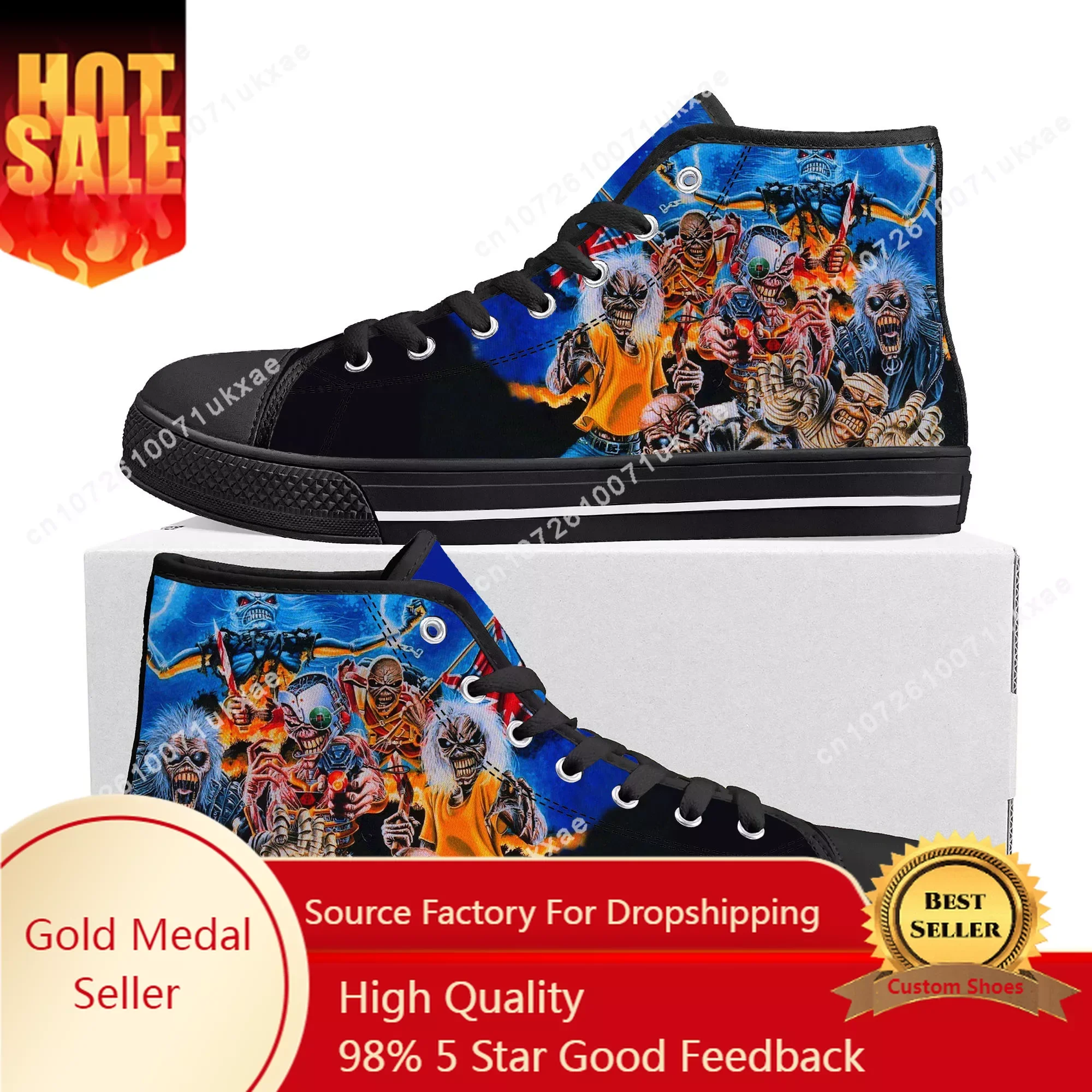 Maidens Heavy Metal Rock Band Singer Music Iron High Top Sneakers Uomo Donna Adolescente Canvas Sneaker Casual Personalizza Scarpa