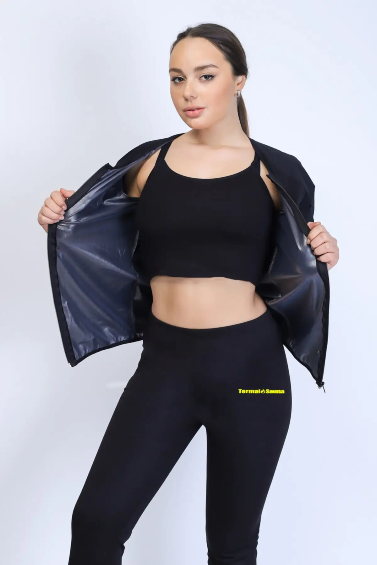 Womens Belly Fat Burning Suit 2 Pezzi Dimagranti Sudorazione Termica Leggings Sauna Vest Body Compression Сспорт Леггинсы