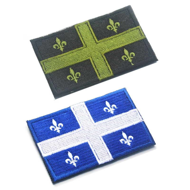 Quebec Flag Patch Nation Football Sport Size M Logo Applique Quebec Toppa Provinciale Piccolo Canada Per Giacca Zaino