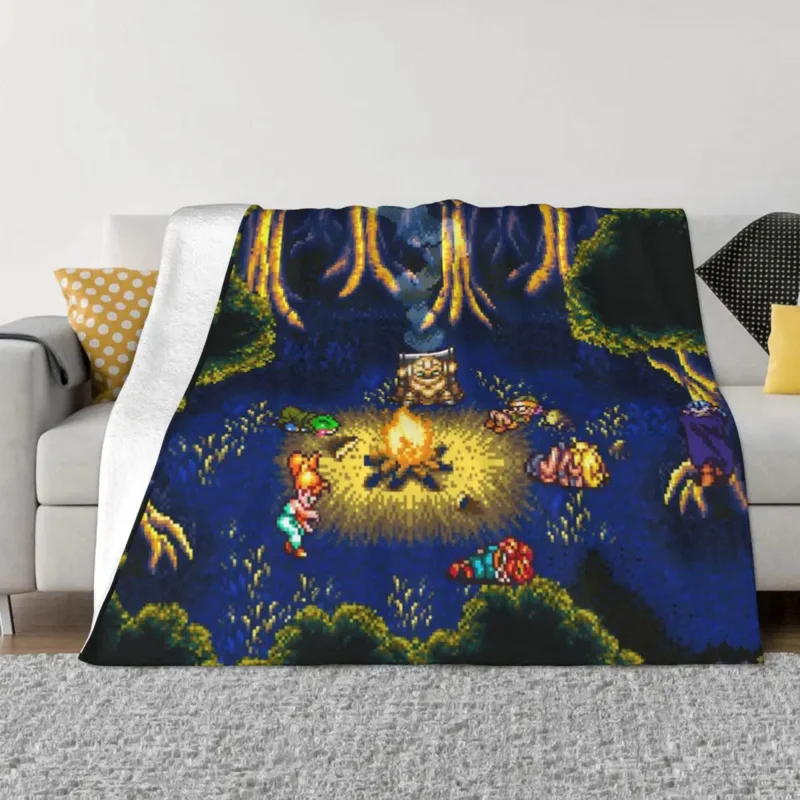 Chrono Trigger Campfire Final Fantasy Coral Fleece Peluche Autunno/Inverno Gioco Coperta Morbida Per Letto Copriletto All'Aperto