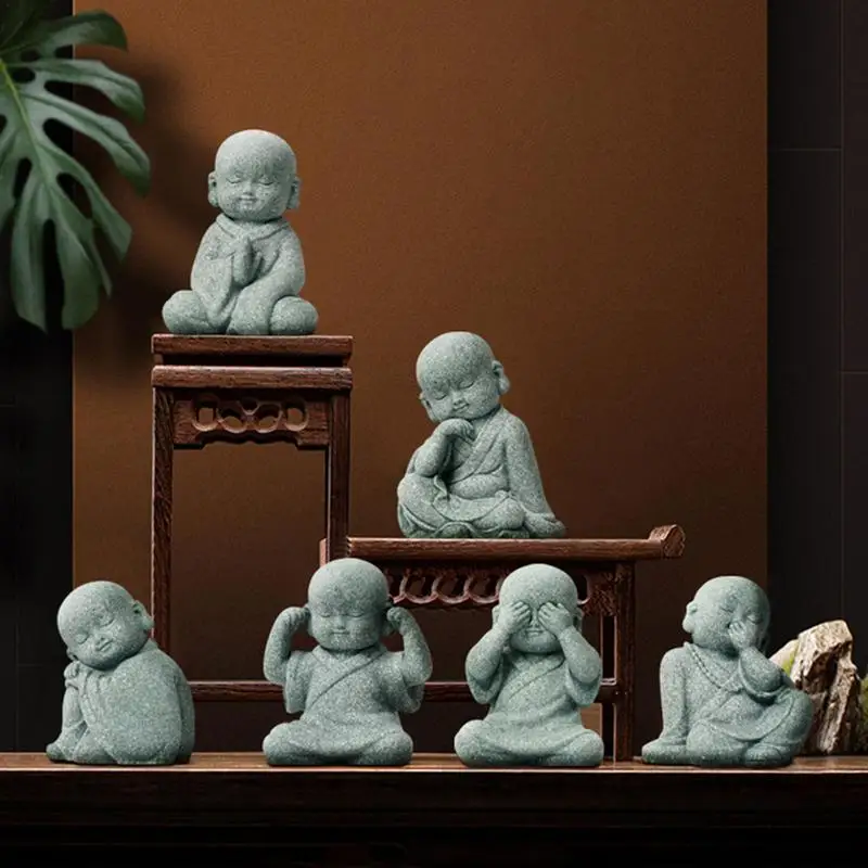 Monaco Figurine Monaci Creativi Figurine Little Cute Monk Figurine Buddha Statue Zen Monk Figurine Simpatico Ornamento In Resina Decorativo