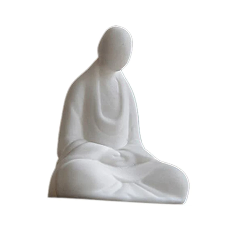 2X Mini Statua Di Buddha In Ceramica Bianca Meditando Monaco Statua Di Buddha Decorazione Della Casa In Stile Zen