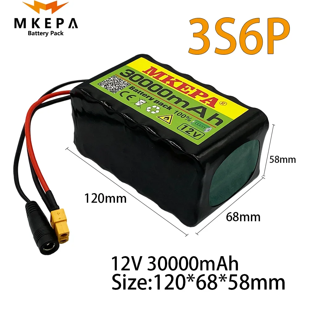 3 S6P 12V 30Ah 40A Bms Orline Battery Pack 18650 Li-Ion 30000Mah Celle Xt60 Dc5521 400Watt Motore Ad Alta Potenza Scooter Light