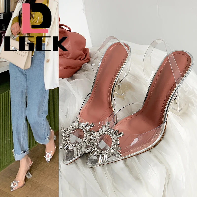 Sandali In Pvc Trasparente Donna A Punta In Cristallo Trasparente Fiori Da Sole Tacchi A Spillo Tacchi A Spillo Pompe Sexy Scarpe Estive Peep Toe Pomp