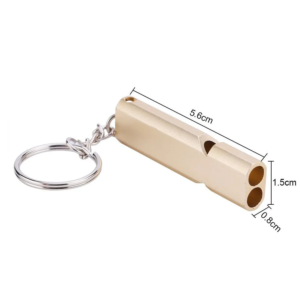 120Db Outdoor Survival Sos Whistle Alluminio-Campeggio Escursionismo Portachiavi Portatile Dual Tube Survival Whistle Parti Di Campeggio