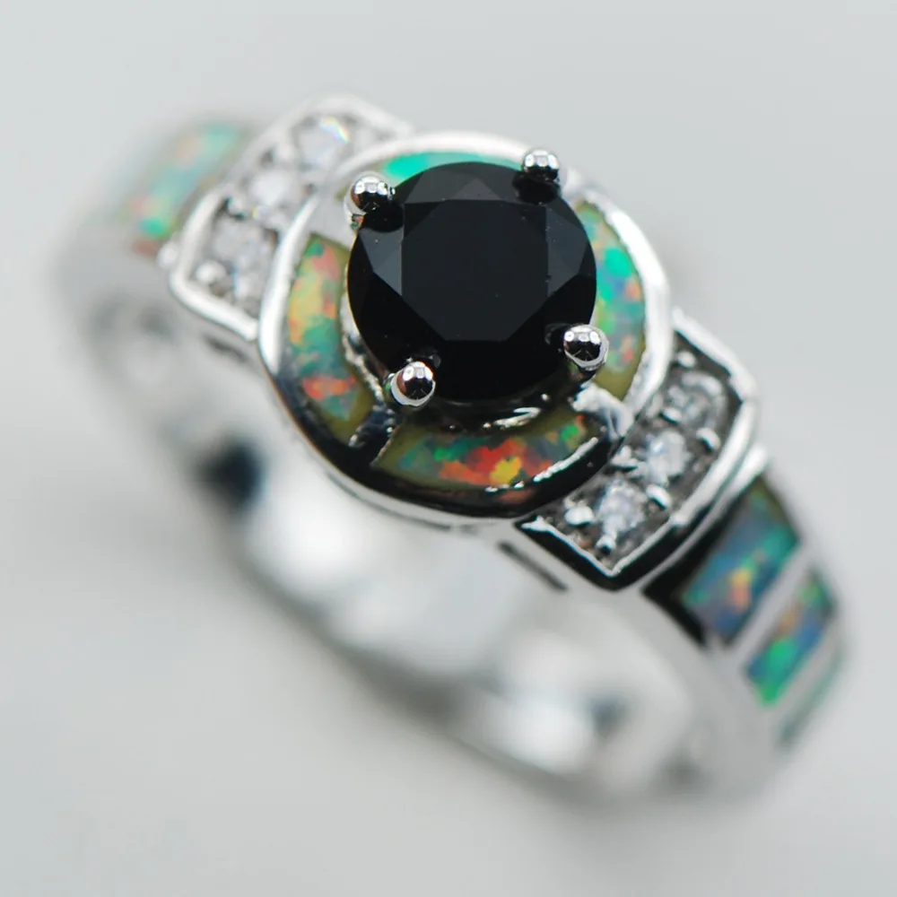 Black Onyx Bianco Opal 925 Sterling Silver Ring Size 6 7 8 9 10 R1318