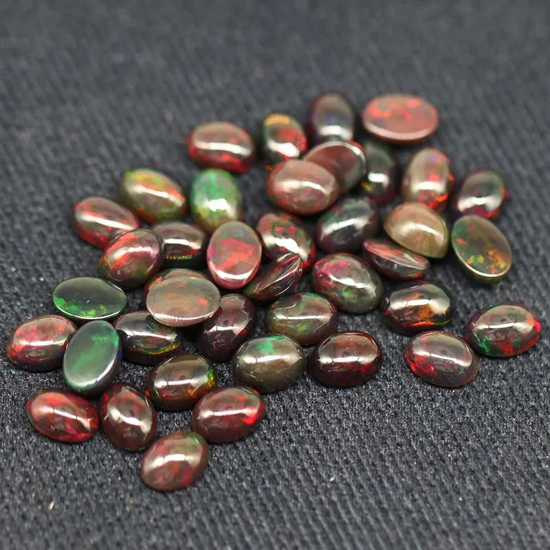 Cabochon Nero Naturale All'Ingrosso 6X8Mm Pietra Preziosa Ovale Per Gioielli Che Fanno Intarsio Anello Faccia Pendente Pietre Intarsiate