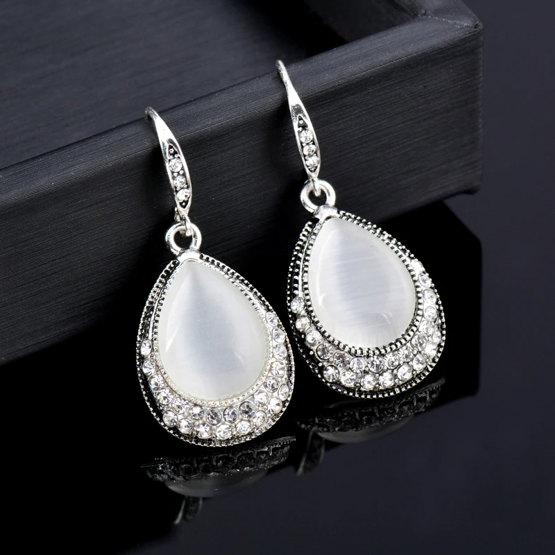Kioozol Opale Nero Grigio A Goccia Vintage Con Orecchini Pendenti Con Strass Intarsiati Per Gioielli Da Festa Di Nozze Da Donna 527 Ko1