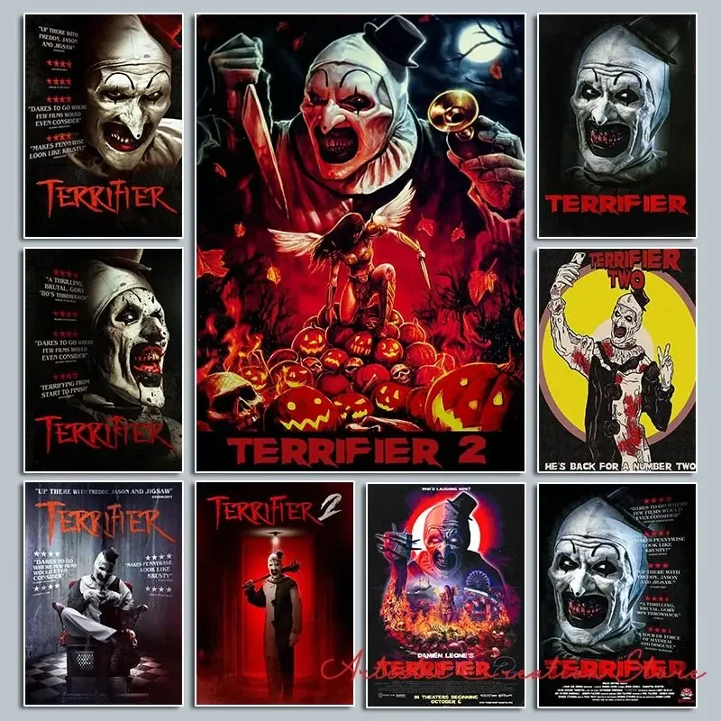Terrifier Movie Poster Art The Clown Horror Classic Movie Silk Painting E Hd Print Pictures Wall Art Bedroom Home Decor