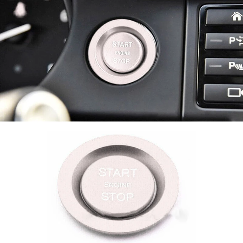 Lega Di Alluminio Car Interior Engine Start Stop Button Cover Trim Silver Fit For Land Rover Discovery Range Rover Jaguar Xe Xj Xf